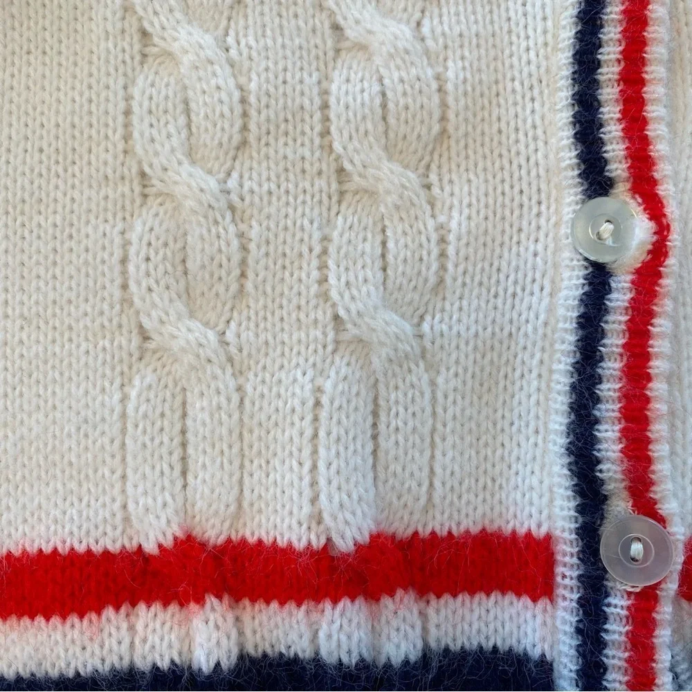 Vintage Blue Bird Unisex Striped Red White & Blue Button Up Cardigan Sweater 3T